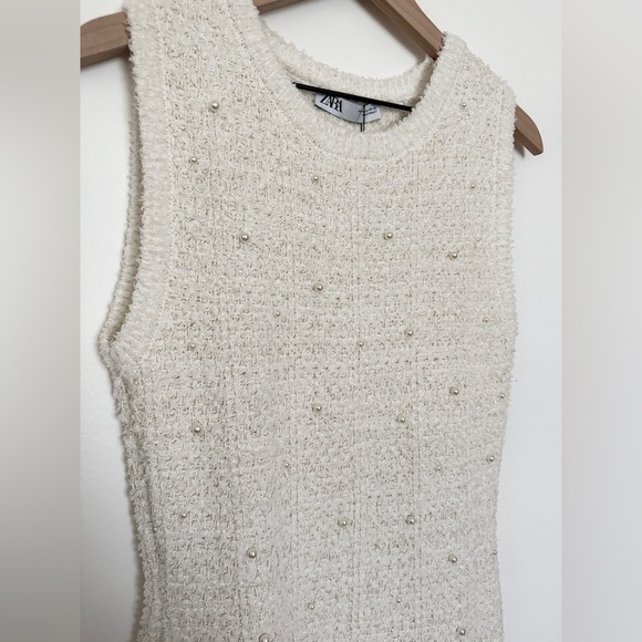 Zara PEARL TRIM KNIT MINI DRESS REF. 4331/006/712 190/016 - Picture 5 of 14